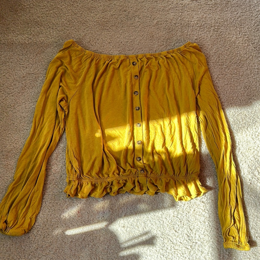 3 for $18 Cute mustard yellow off the shoulder top